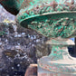 Pair of French Cast Iron Tazza Urns on Sandstone Plinths c.1880
