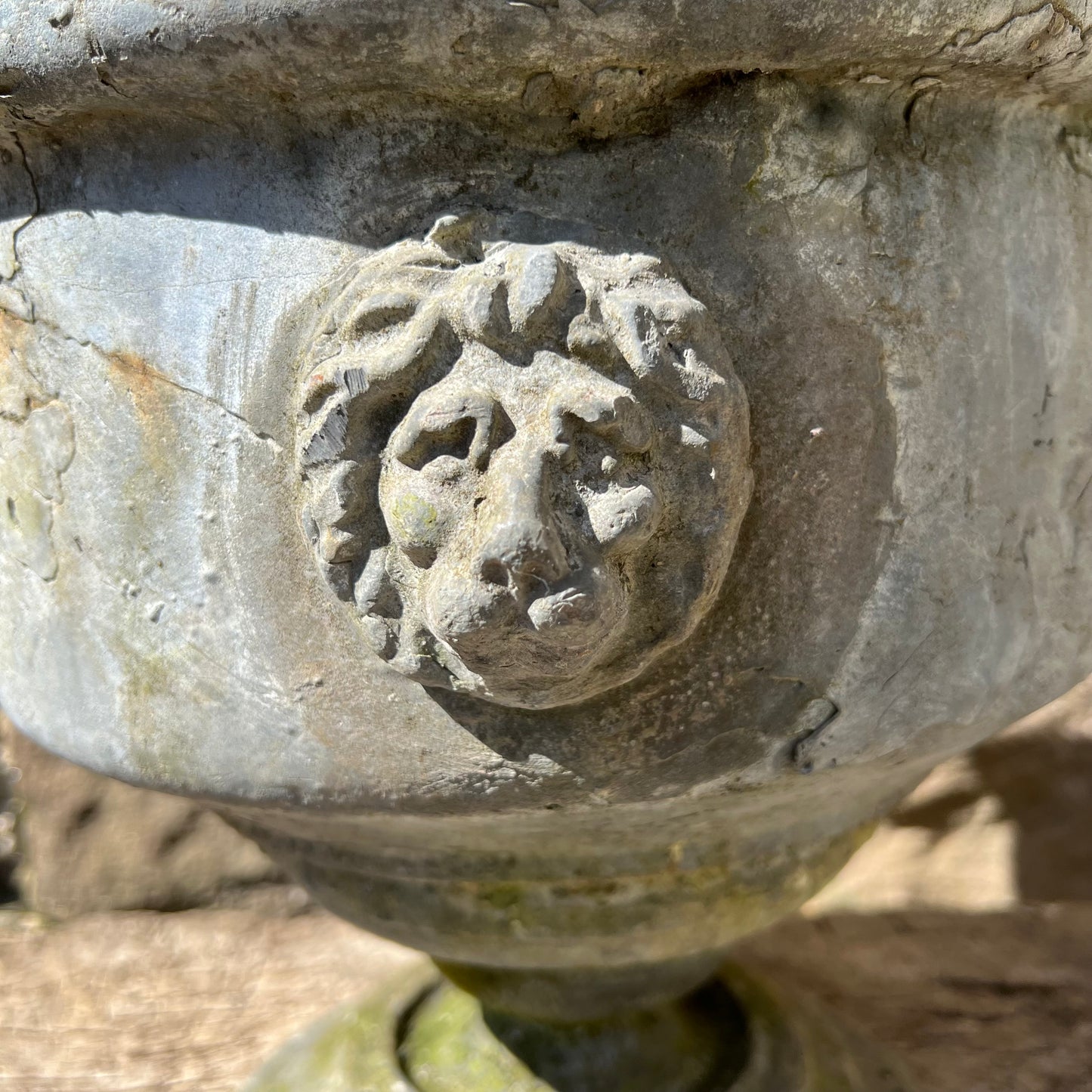 English Georgian Lead Planter with Lions Masks c.1820