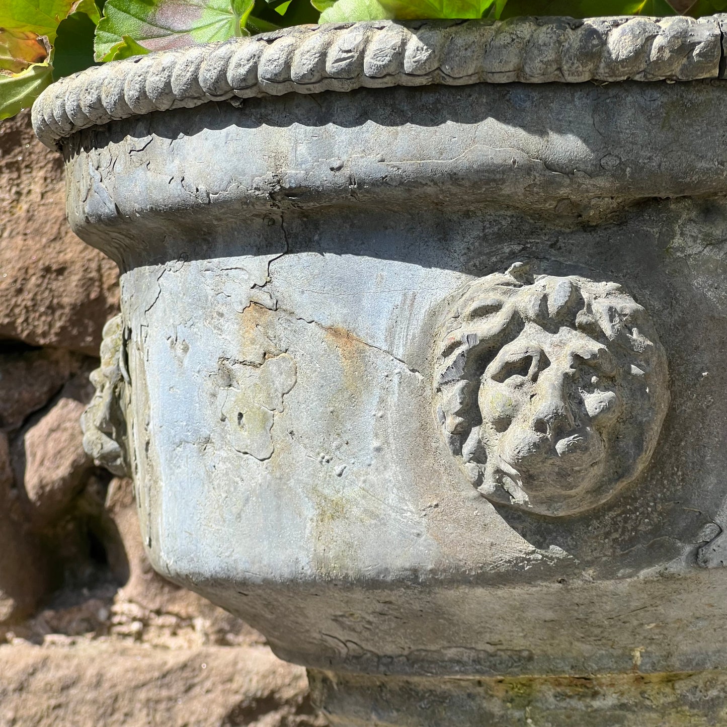 English Georgian Lead Planter with Lions Masks c.1820