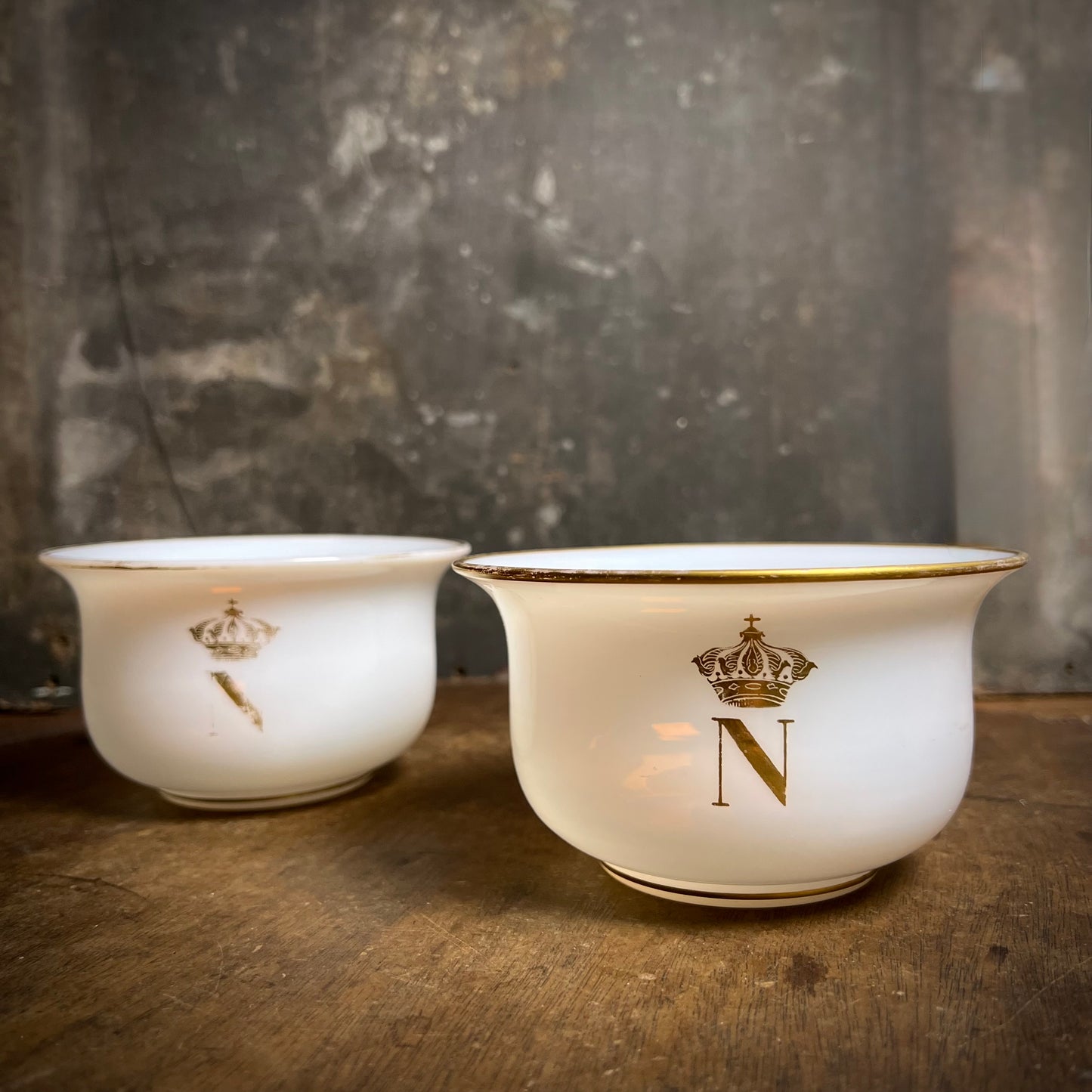 A Rare Pair of French Opaline Finger Bowls with the Imperial Cipher of Napoleon III, c.1855–1870