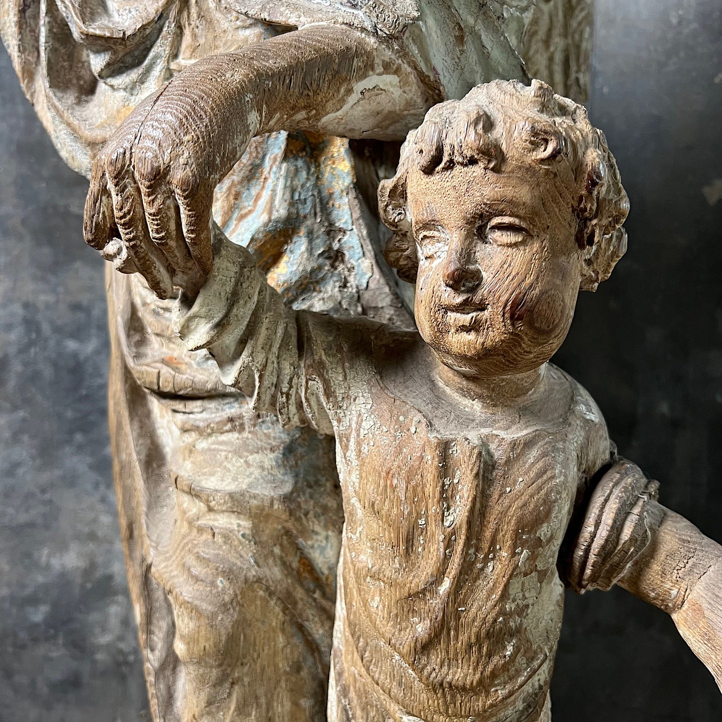 Italian Carved Oak Guardian Angel c.1650