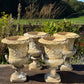 A Set of Four English Buff Terracotta Basket-Weave Garden Urns, c.1860–1880
