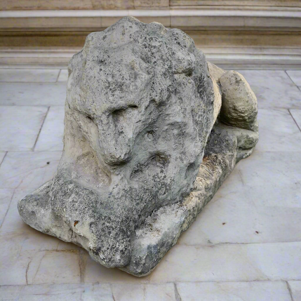 English Limestone Recumbent Lion, Georgian c.1750-1800 – From the Laughton Collection, Scarborough