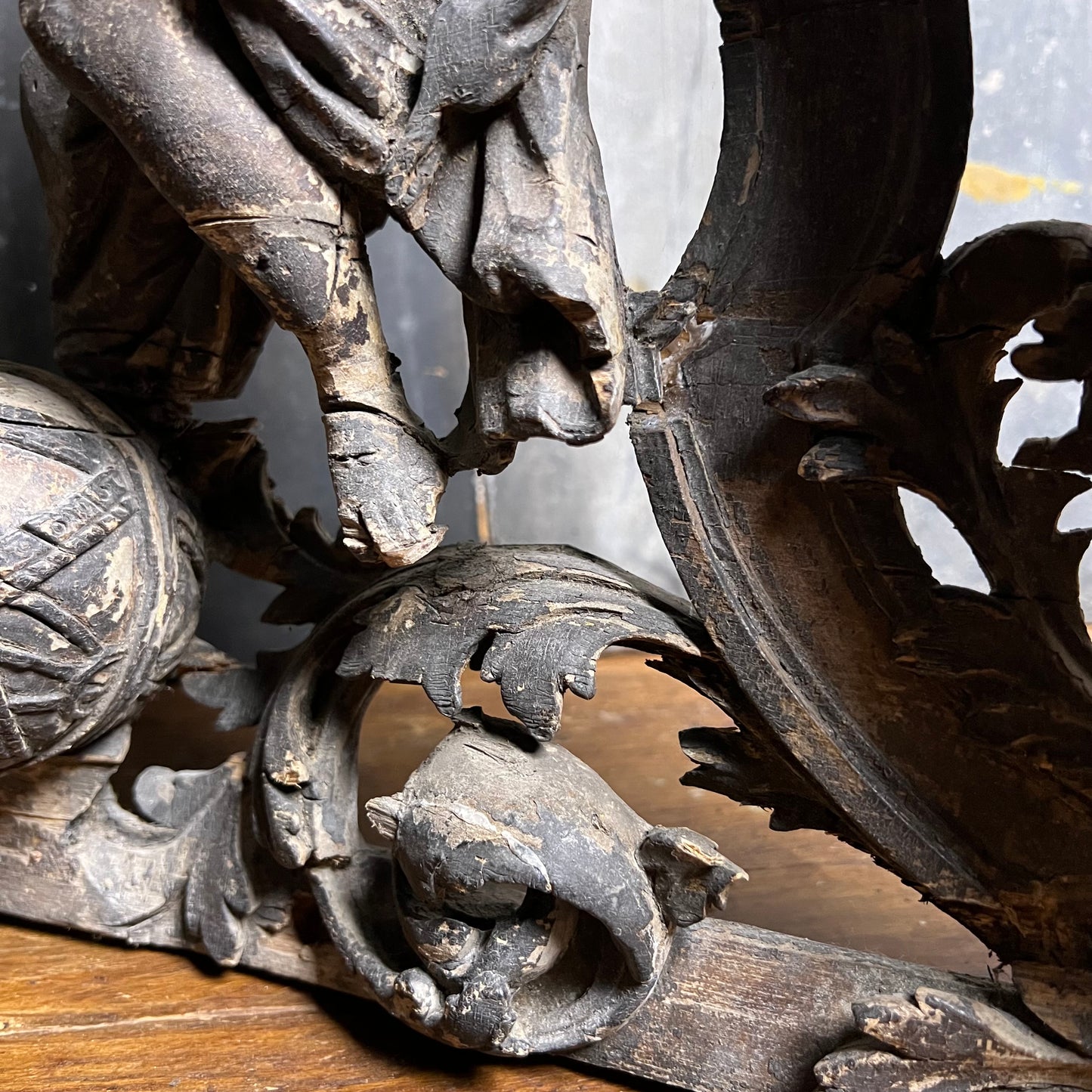 Baroque Limewood Relief with Angel, Lamb and Allegorical Figures, c.1650–1720