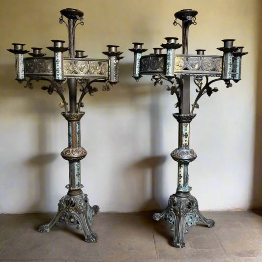 Pair of French Neo-Gothic Altar Candelabra c.1860