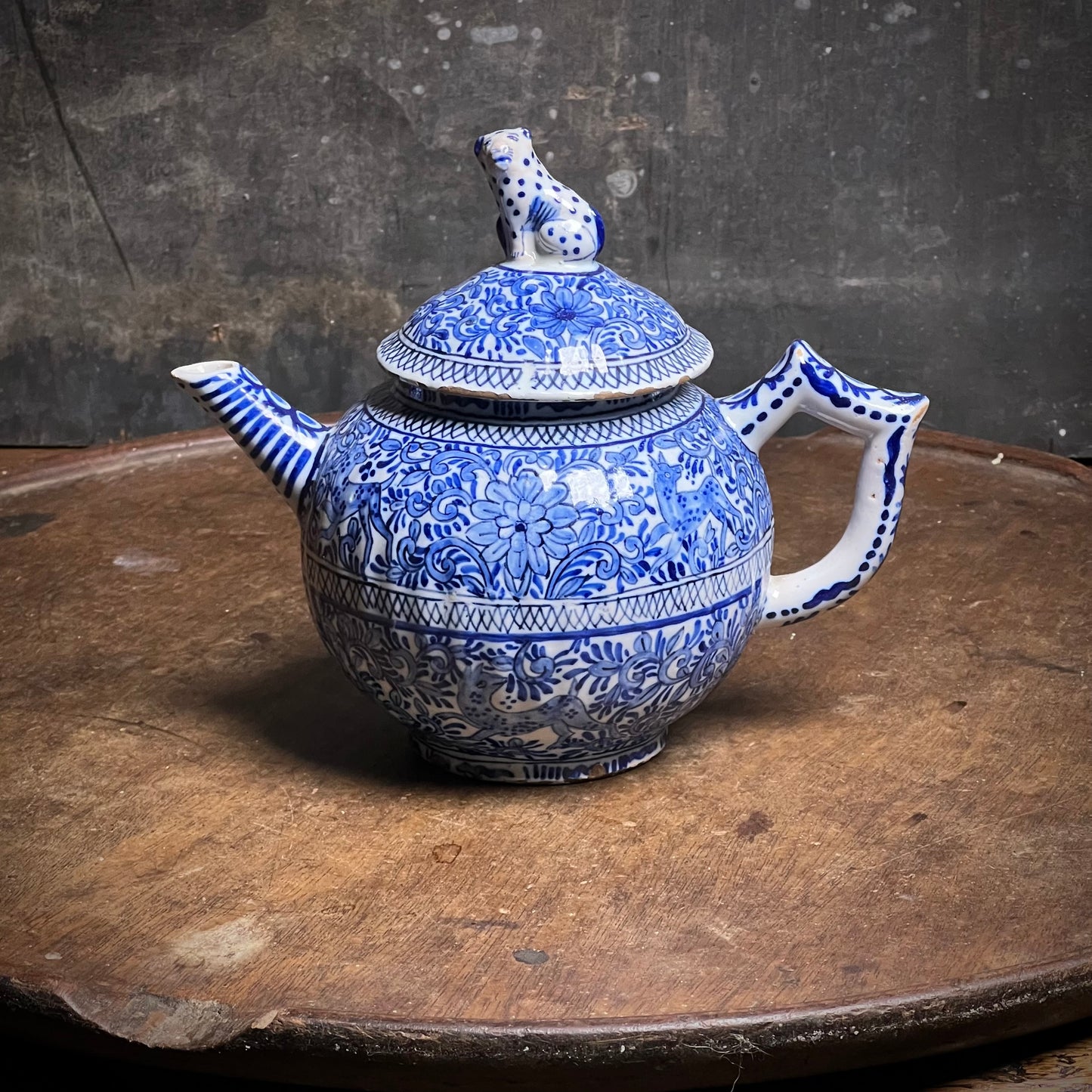 Early 18th-Century Delft Blue and White Teapot, Marked C B for Cornelis Brouwer, De Witte Ster, Delft, c.1725–1735