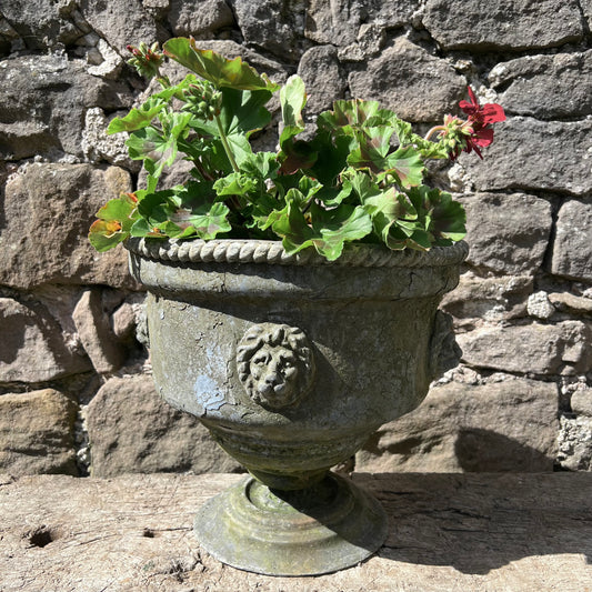 English Georgian Lead Planter with Lions Masks c.1820