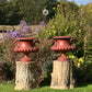 Pair of English Cast-Iron Urns with Dragon Handles