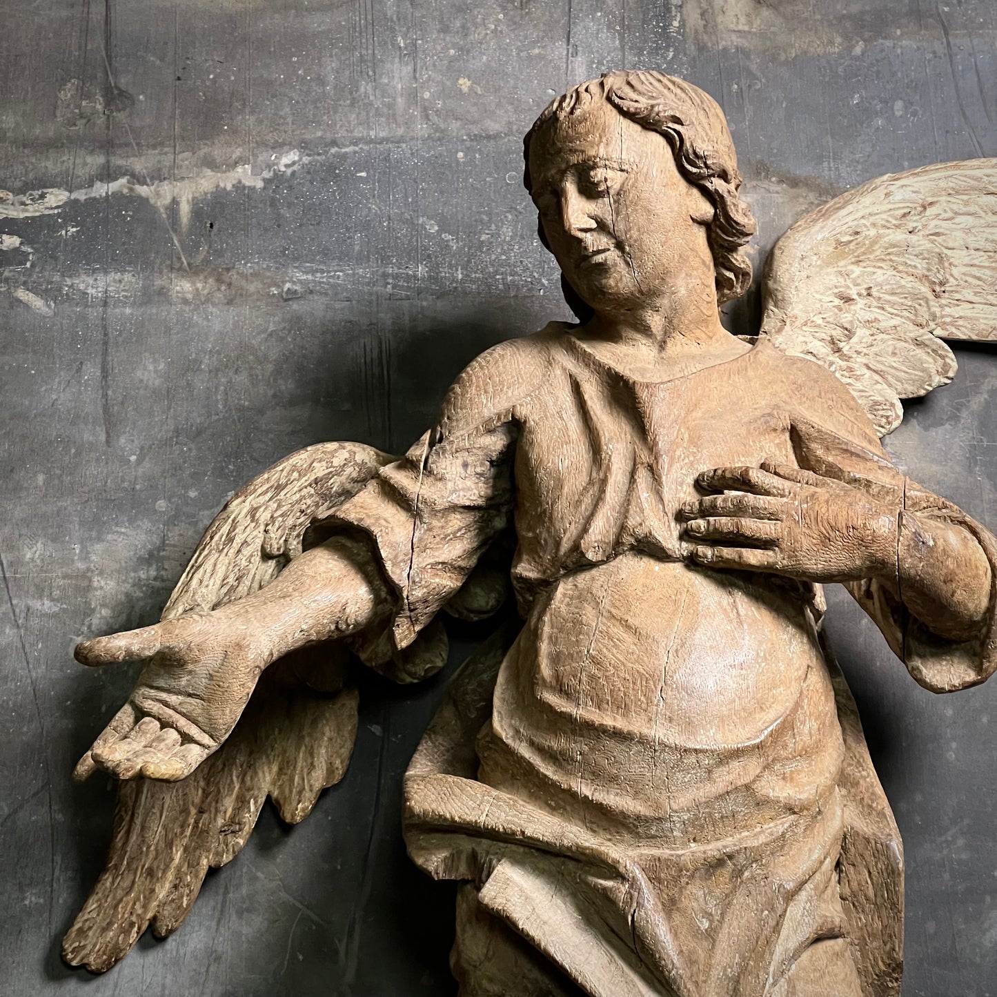 Large Baroque Carved Wooden Angel, c. 1680–1720