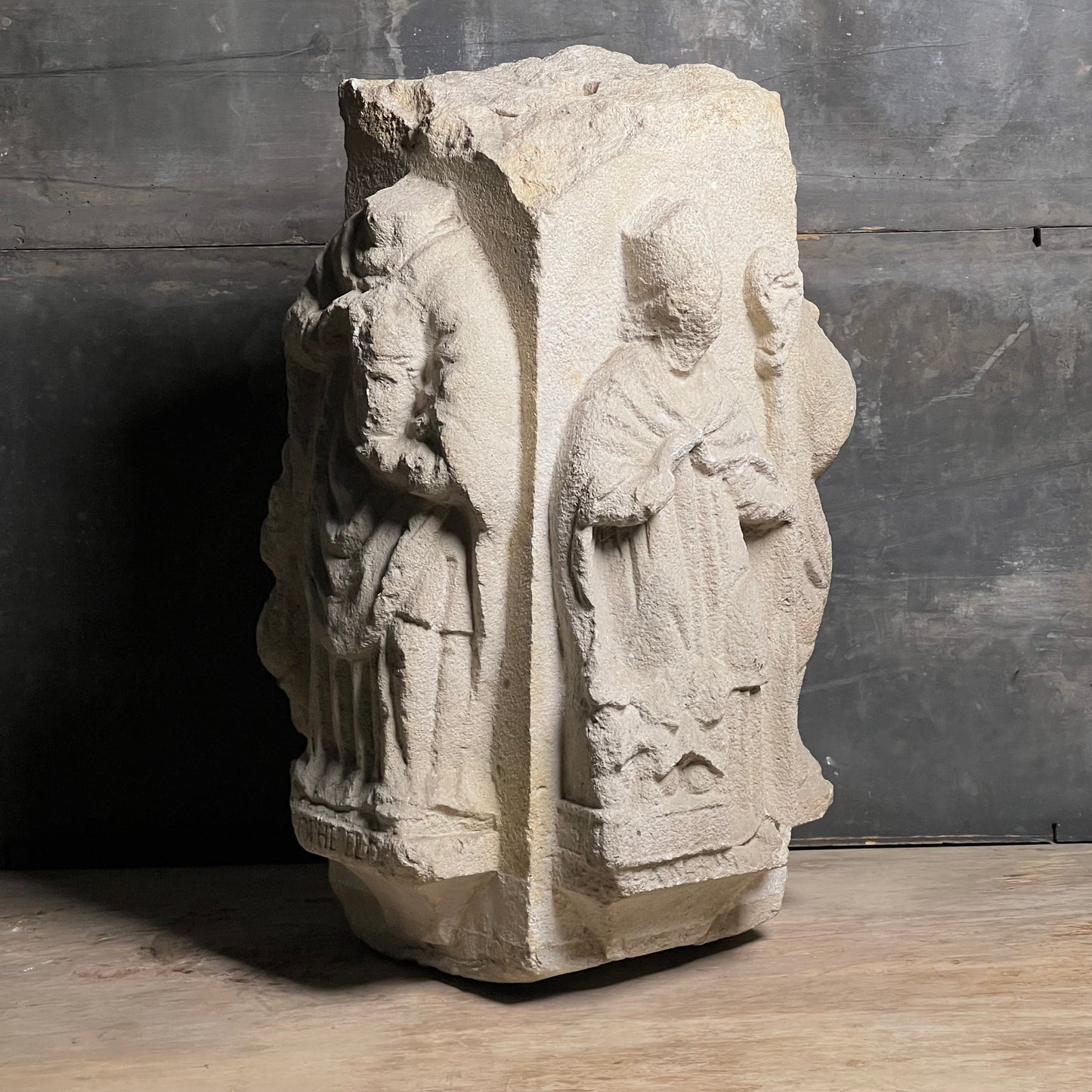 A Four-Sided French Gothic Limestone Capital or Pedestal from a Shrine or Chapel, Northern France, c.1280–1350