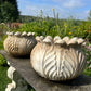 Pair of Italian Art Deco Carved Marble Lotus Form Planters, c.1930