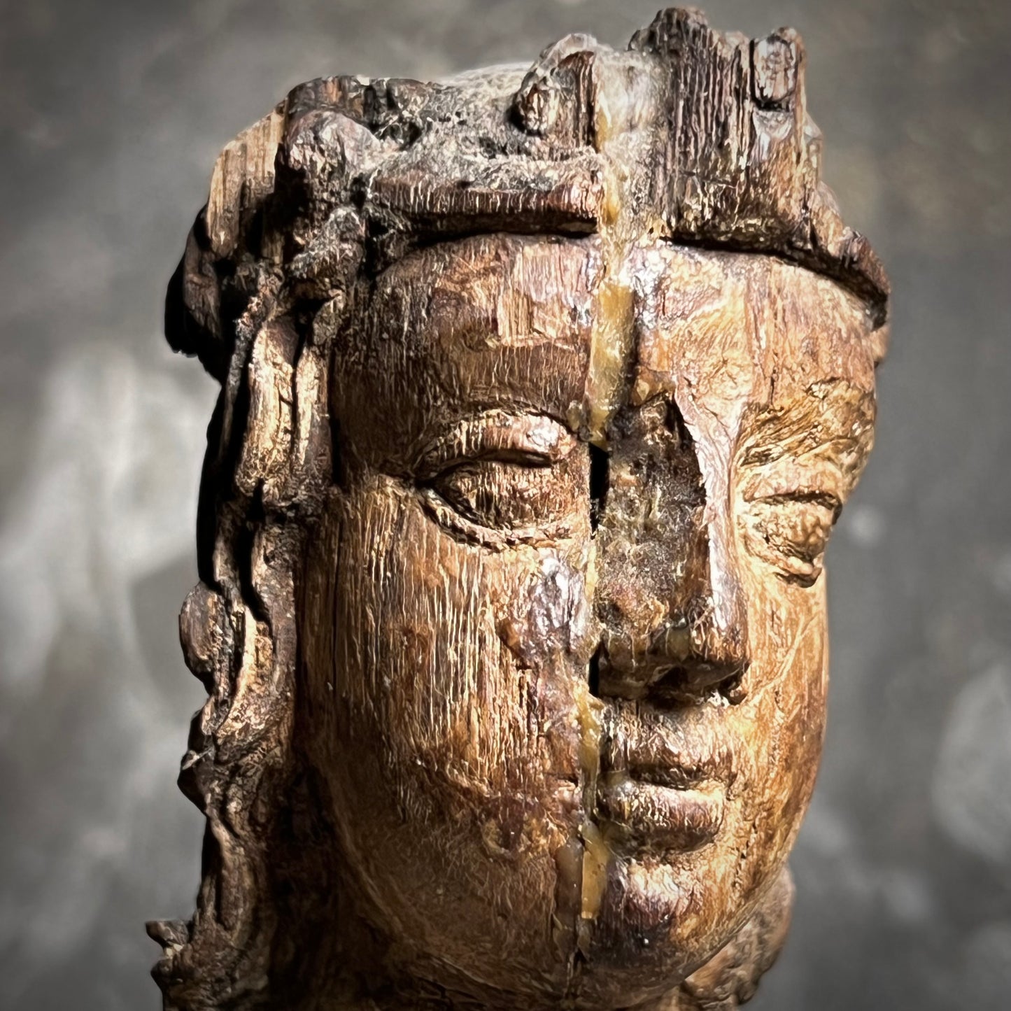 Late Gothic Carved Walnut Figure of a Crowned Female Saint, Southern Europe, 15th–Early 16th Century