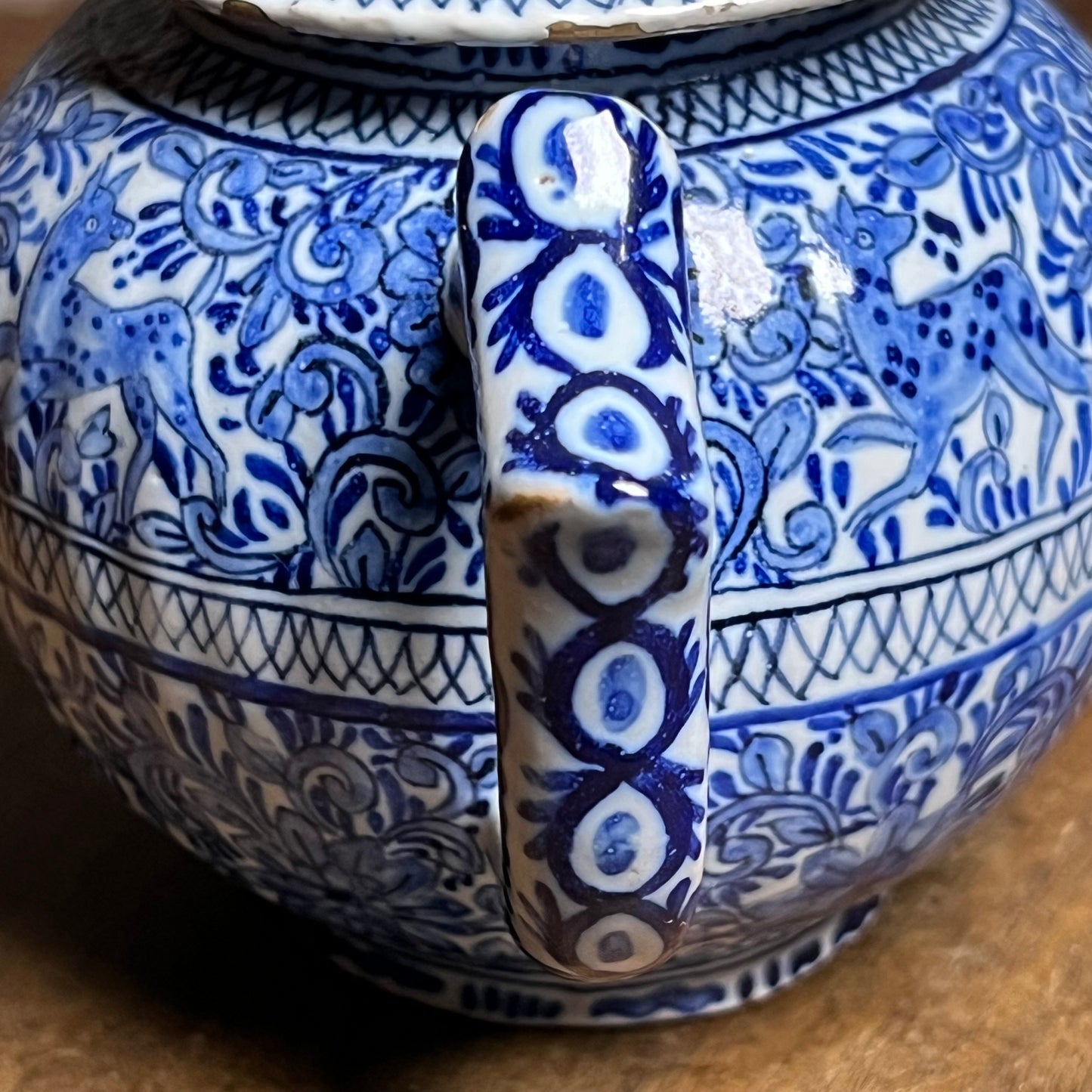 Early 18th-Century Delft Blue and White Teapot, Marked C B for Cornelis Brouwer, De Witte Ster, Delft, c.1725–1735