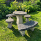 Vintage Composite Stone Garden Table, Bench & Stool Dining Set