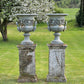 Exceptional Pair of English Campana Cast Iron Urns by Handyside Co. c.1870 with Plinths