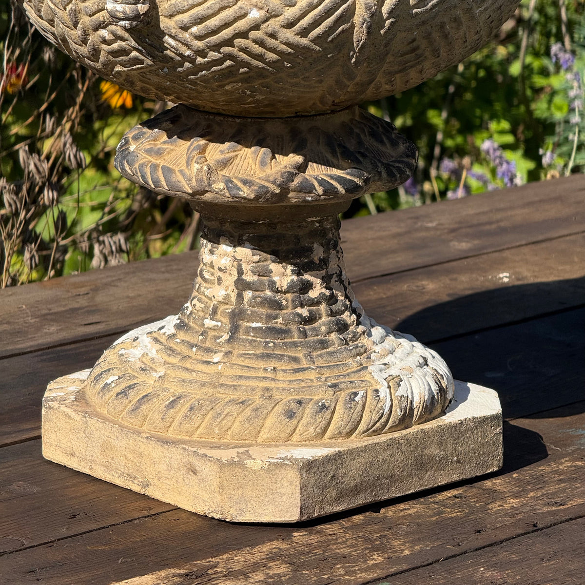 A Set of Four English Buff Terracotta Basket-Weave Garden Urns, c.1860–1880