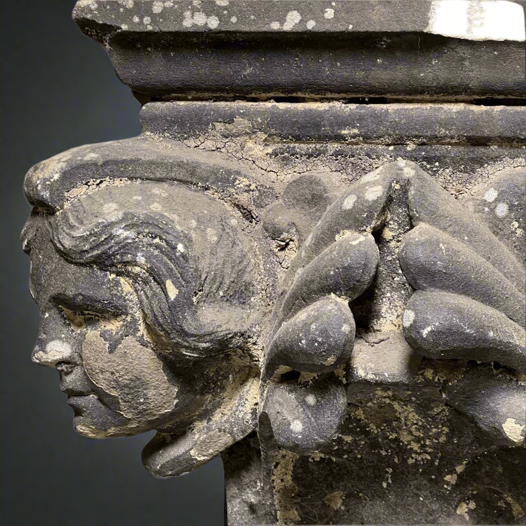 Monumental English Gothic Revival Sandstone Capital c.1850–1880