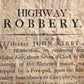 Regency “Highway Robbery” Castle Howard ‘Henderskelf’ Broadside Poster d.1809