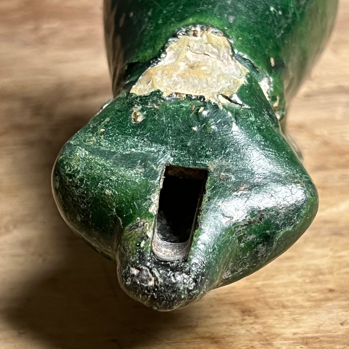 An Early Islamic Green-Glazed Pottery Oil Lamp in the Form of a Bird, Syria (Bilād al-Shām), 8th–9th century