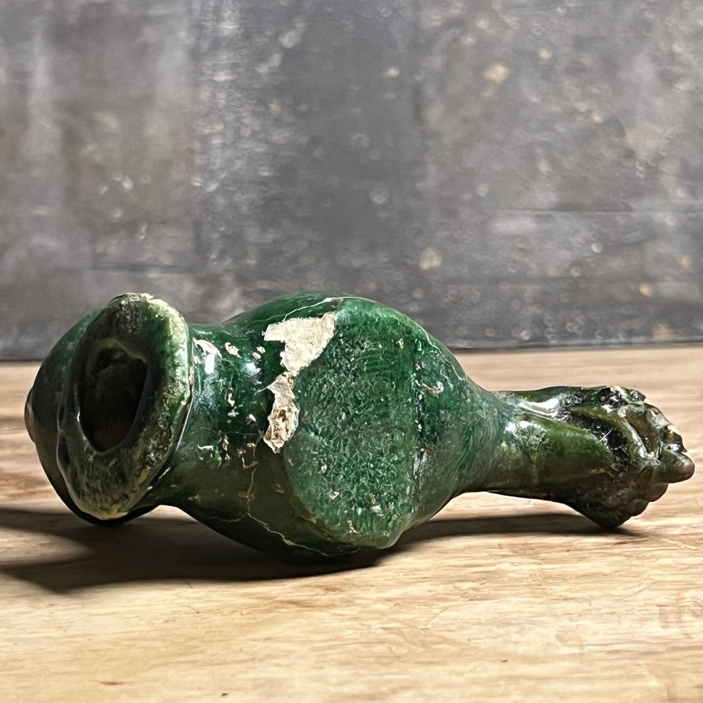 An Early Islamic Green-Glazed Pottery Oil Lamp in the Form of a Bird, Syria (Bilād al-Shām), 8th–9th century