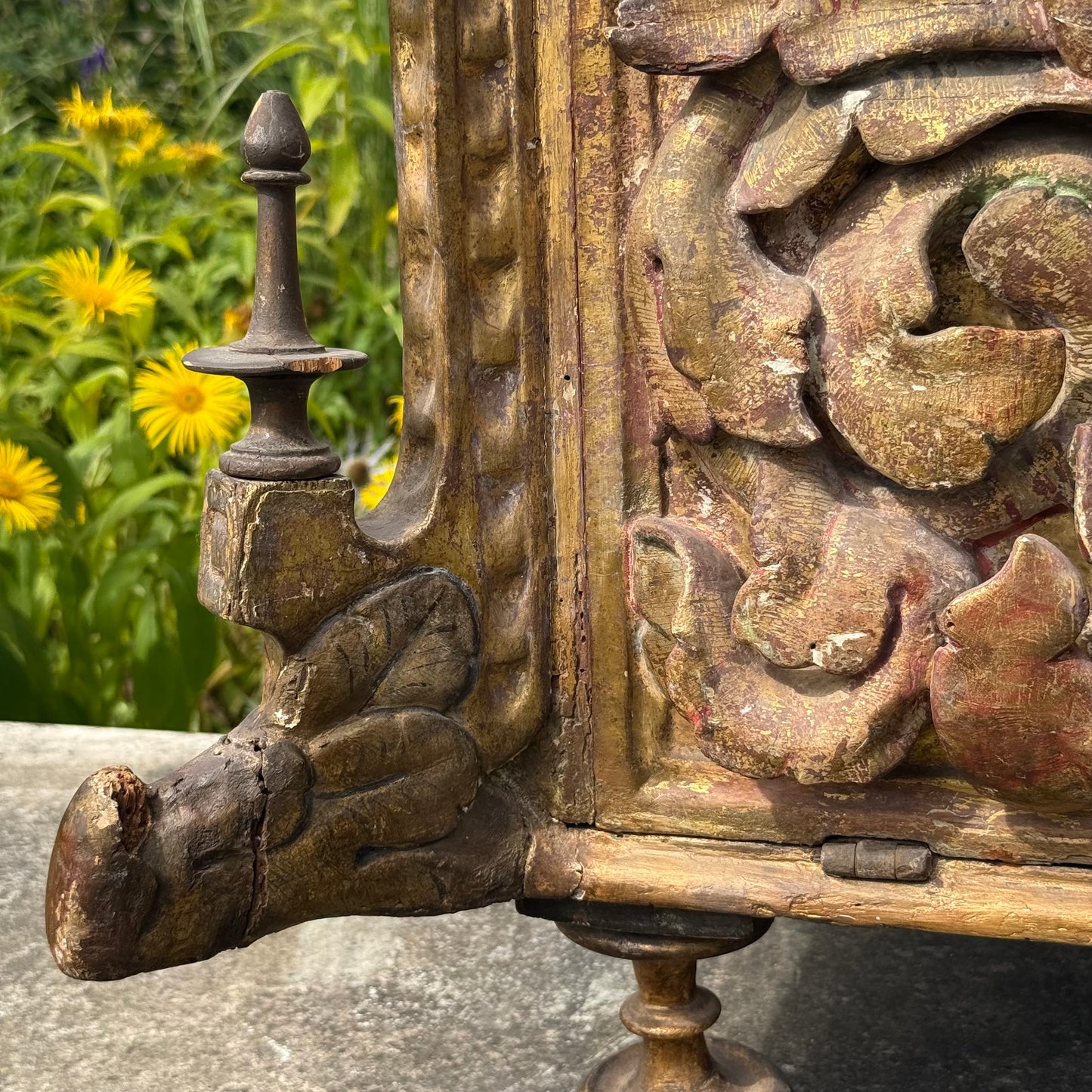 17th Century Italian Baroque Carved, Gilt & Polychrome Sarcophagus Form Reliquary Casket