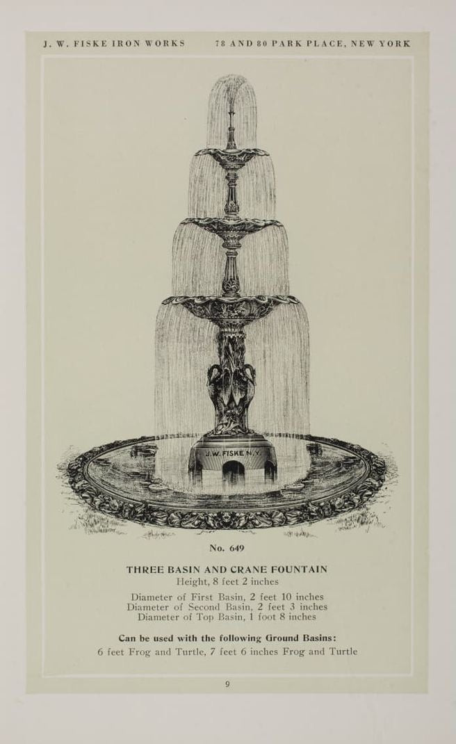 Late 19th Century American Zinc Garden Fountain, Attributed to J. W. Fiske, New York