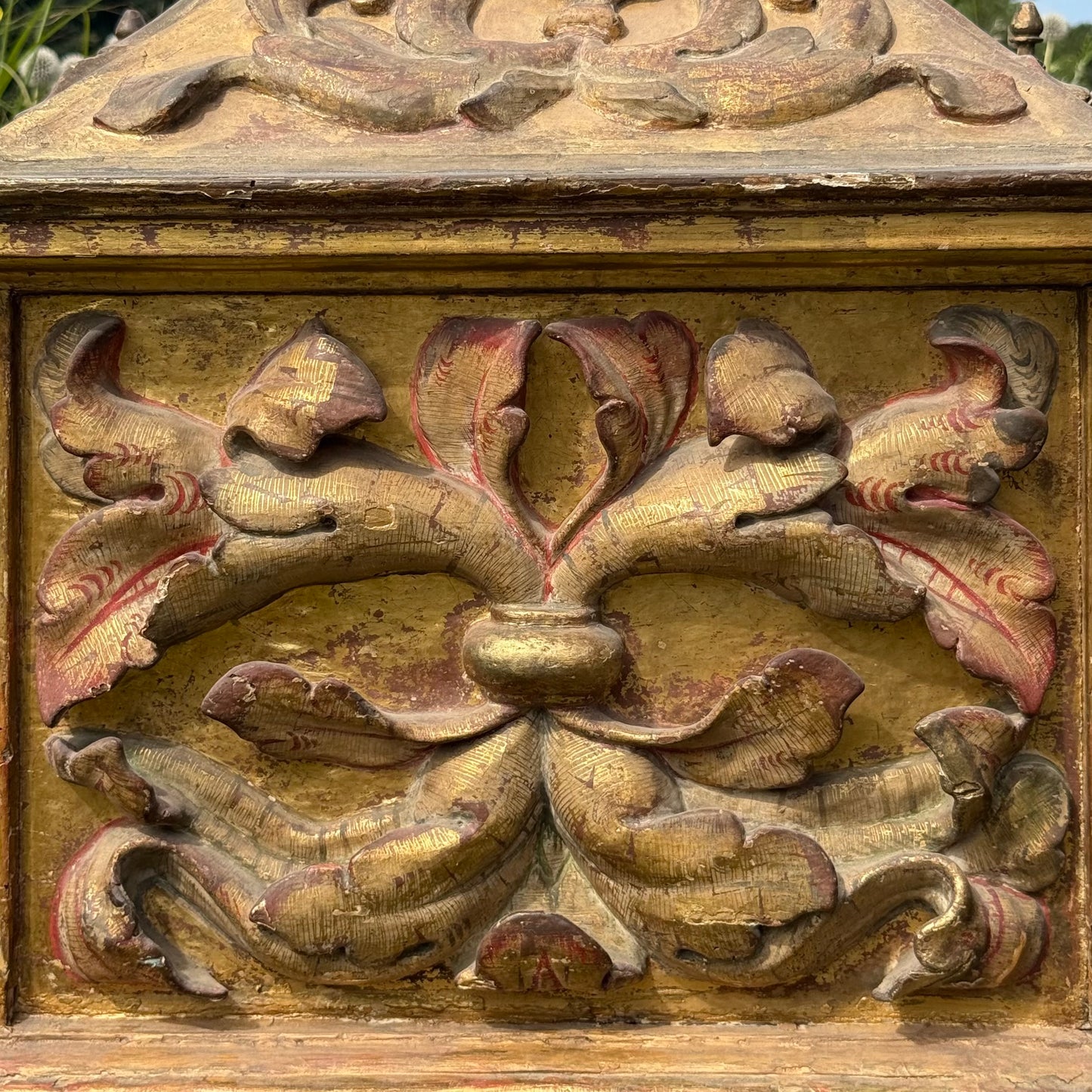17th Century Italian Baroque Carved, Gilt & Polychrome Sarcophagus Form Reliquary Casket