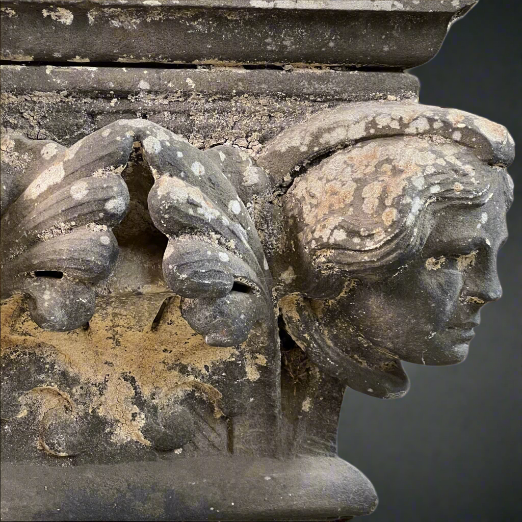 Monumental English Gothic Revival Sandstone Capital c.1850–1880