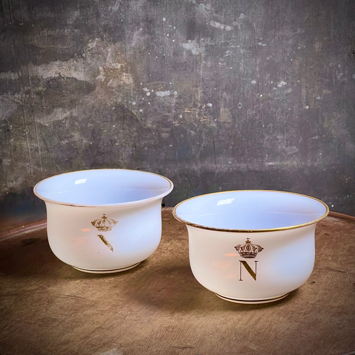 A Rare Pair of French Opaline Finger Bowls with the Imperial Cipher of Napoleon III, c.1855–1870