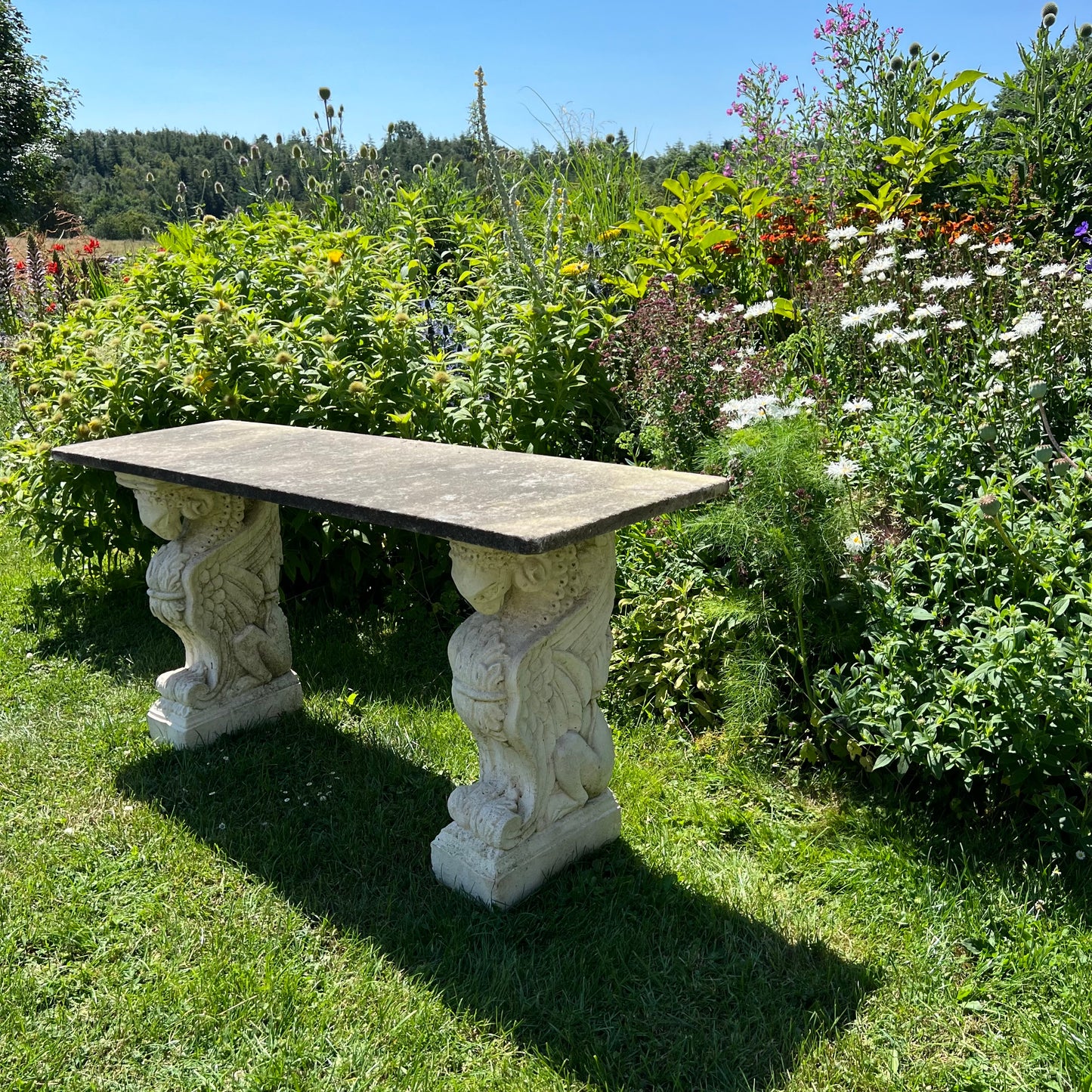 Carrara Marble Console Table with Renaissance-Style Griffin Supports