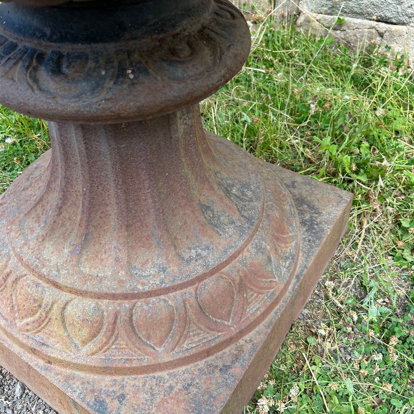 Monumental Pair of Cast Iron Campana Garden Urns, Late 20th Century