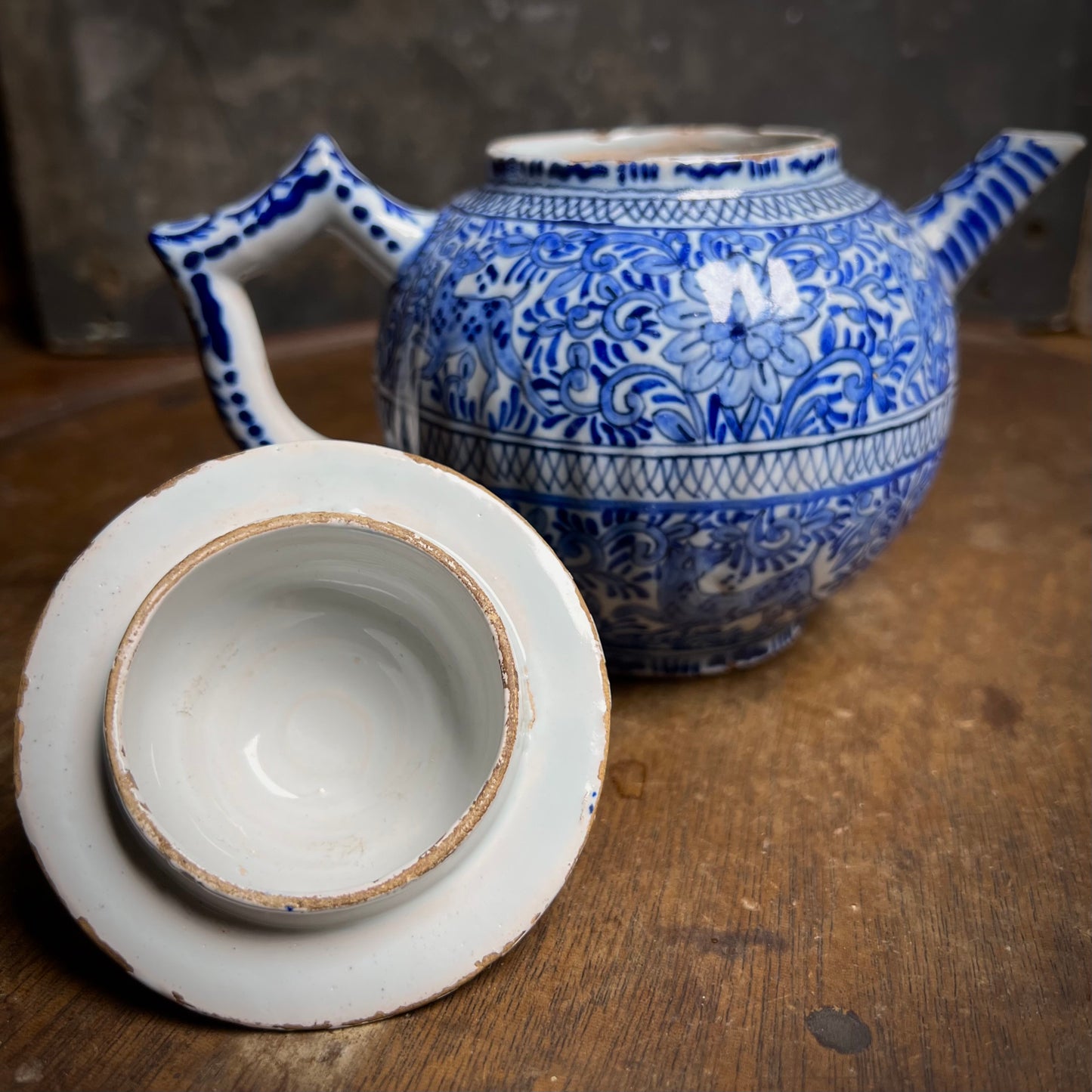 Early 18th-Century Delft Blue and White Teapot, Marked C B for Cornelis Brouwer, De Witte Ster, Delft, c.1725–1735