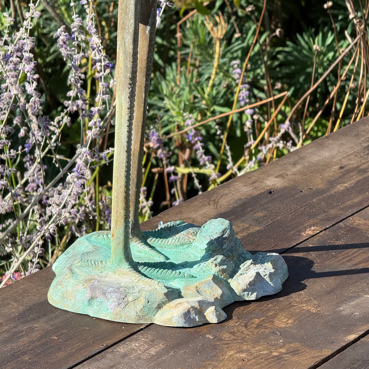 Set of Three Bronze Garden Cranes