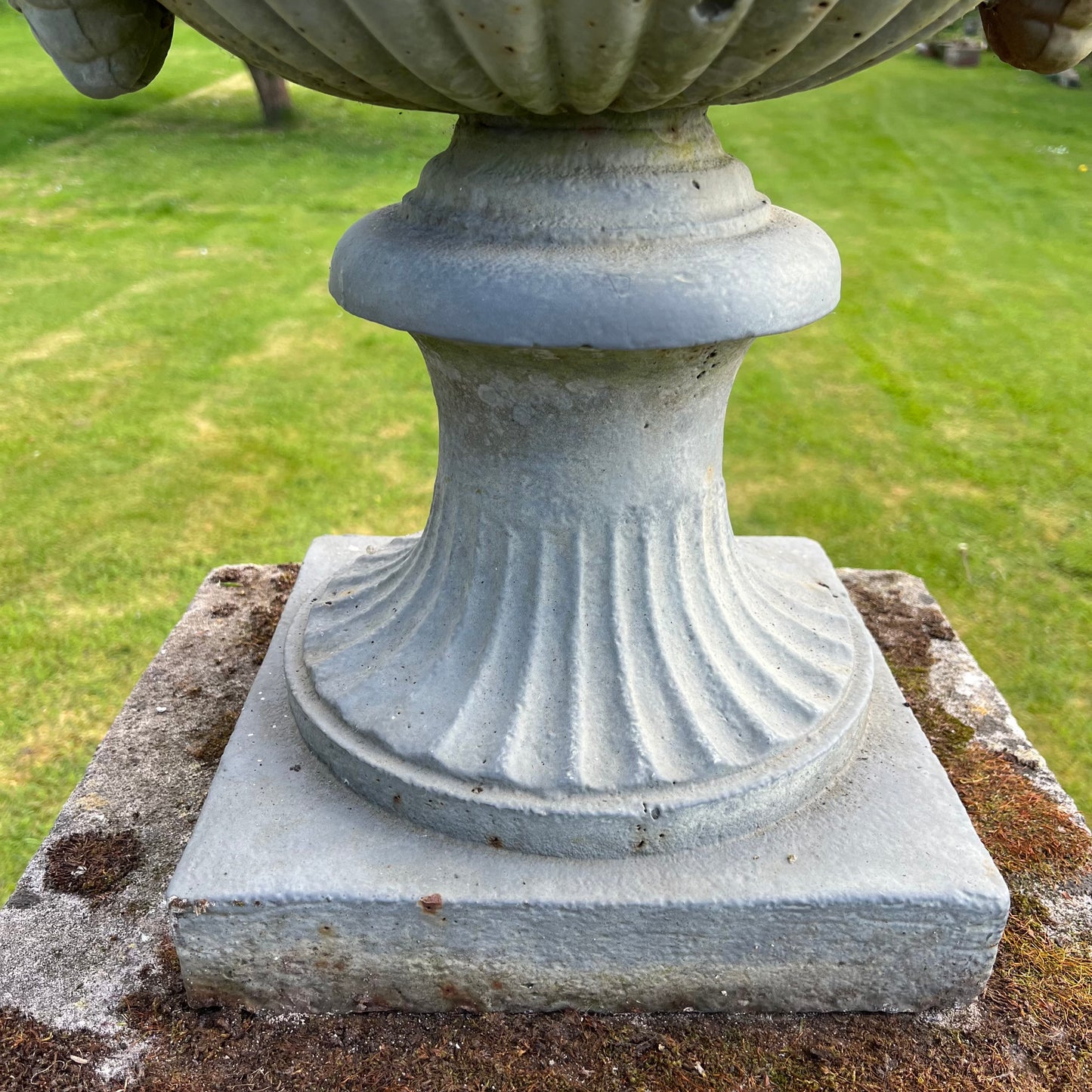 Exceptional Pair of English Campana Cast Iron Urns by Handyside Co. c.1870 with Plinths
