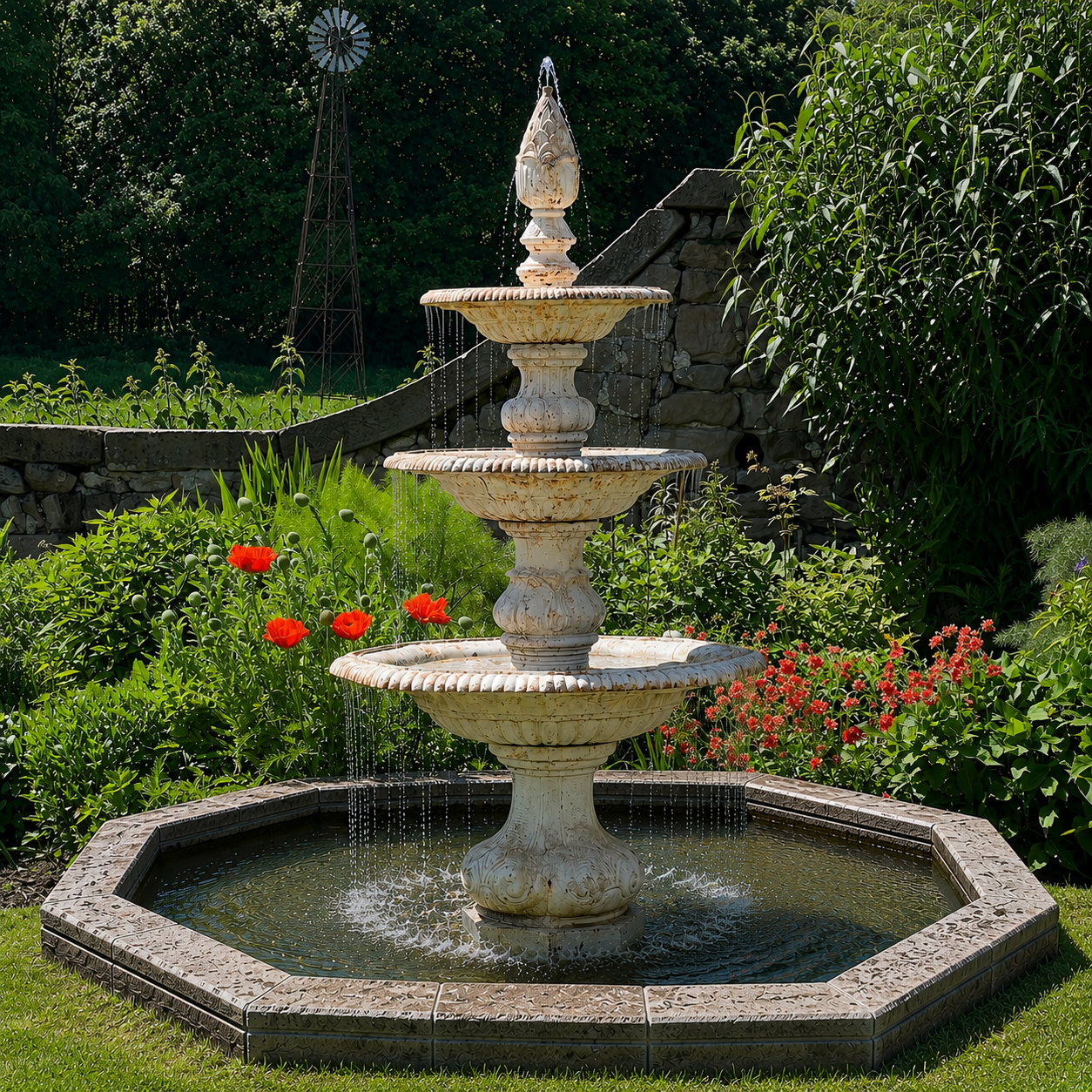 Late 20th Century Italianate Tiered Renaissance-Style Cast Iron Fountain