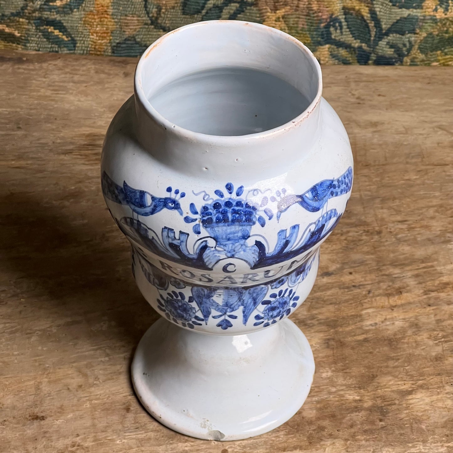 Dutch Delft Apothecary Jar Inscribed “C. Rosarum”, Late 17th/Early 18th Century
