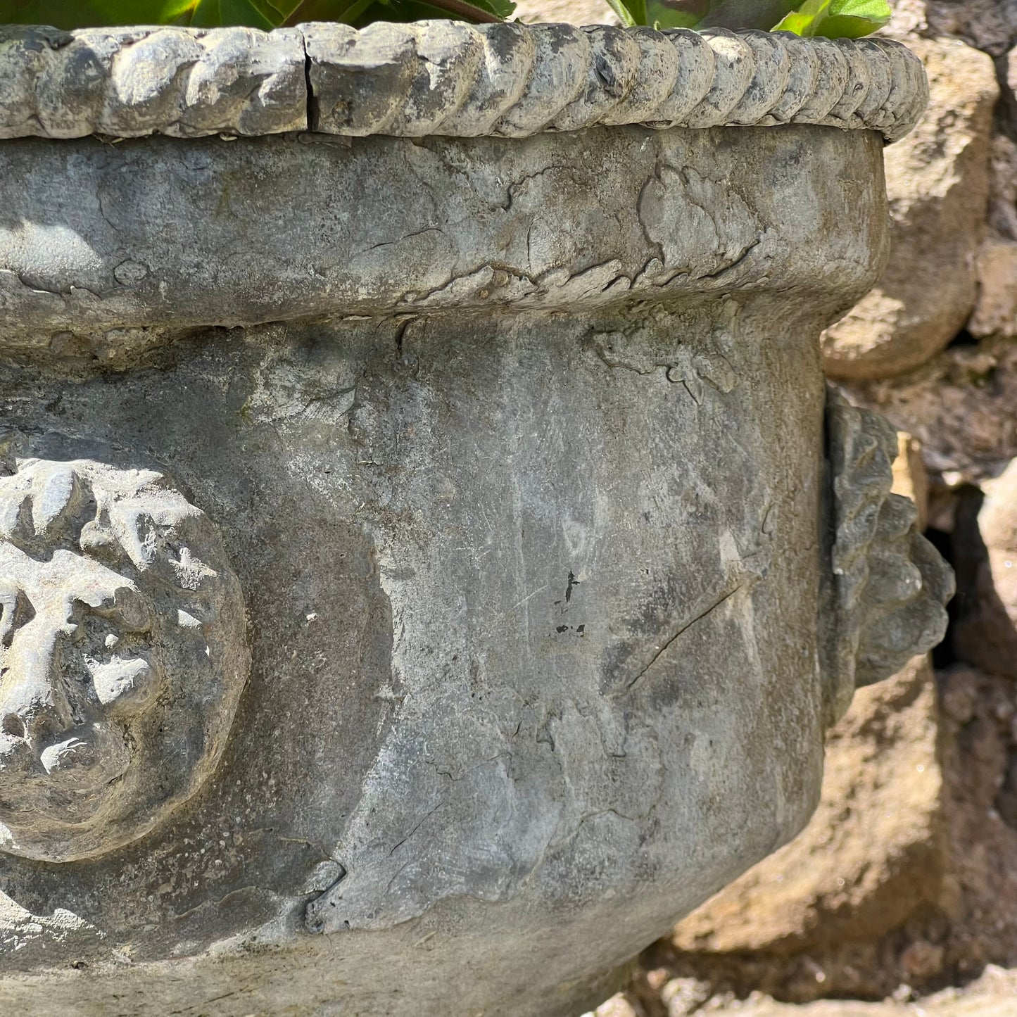 English Georgian Lead Planter with Lions Masks c.1820