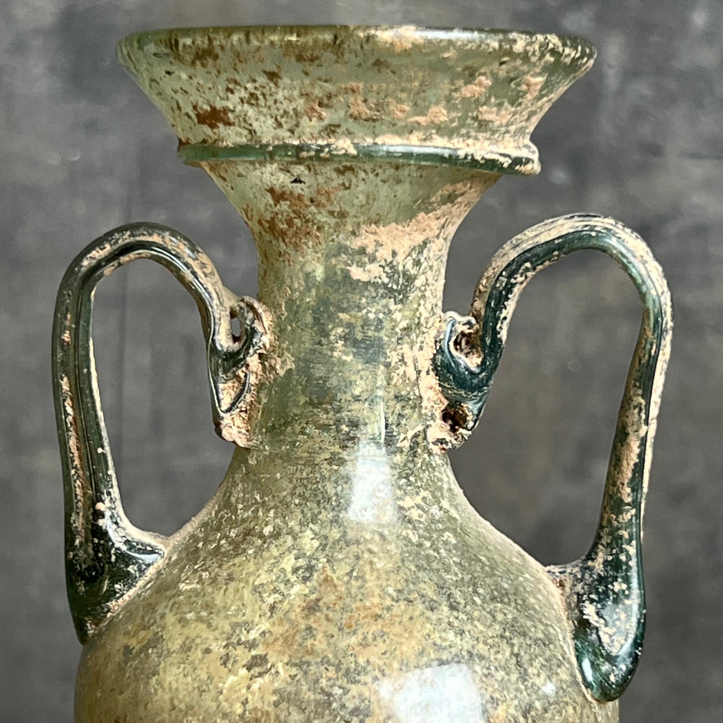 Pale Blue Green Glass Roman Amphora Bottle Circa 4th–5th century A.D.