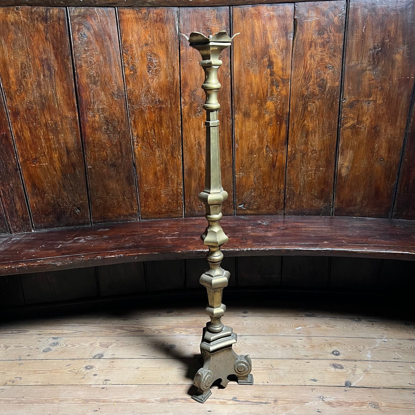 17th Century Italian Brass Ecclesiastical Floor Candlestick