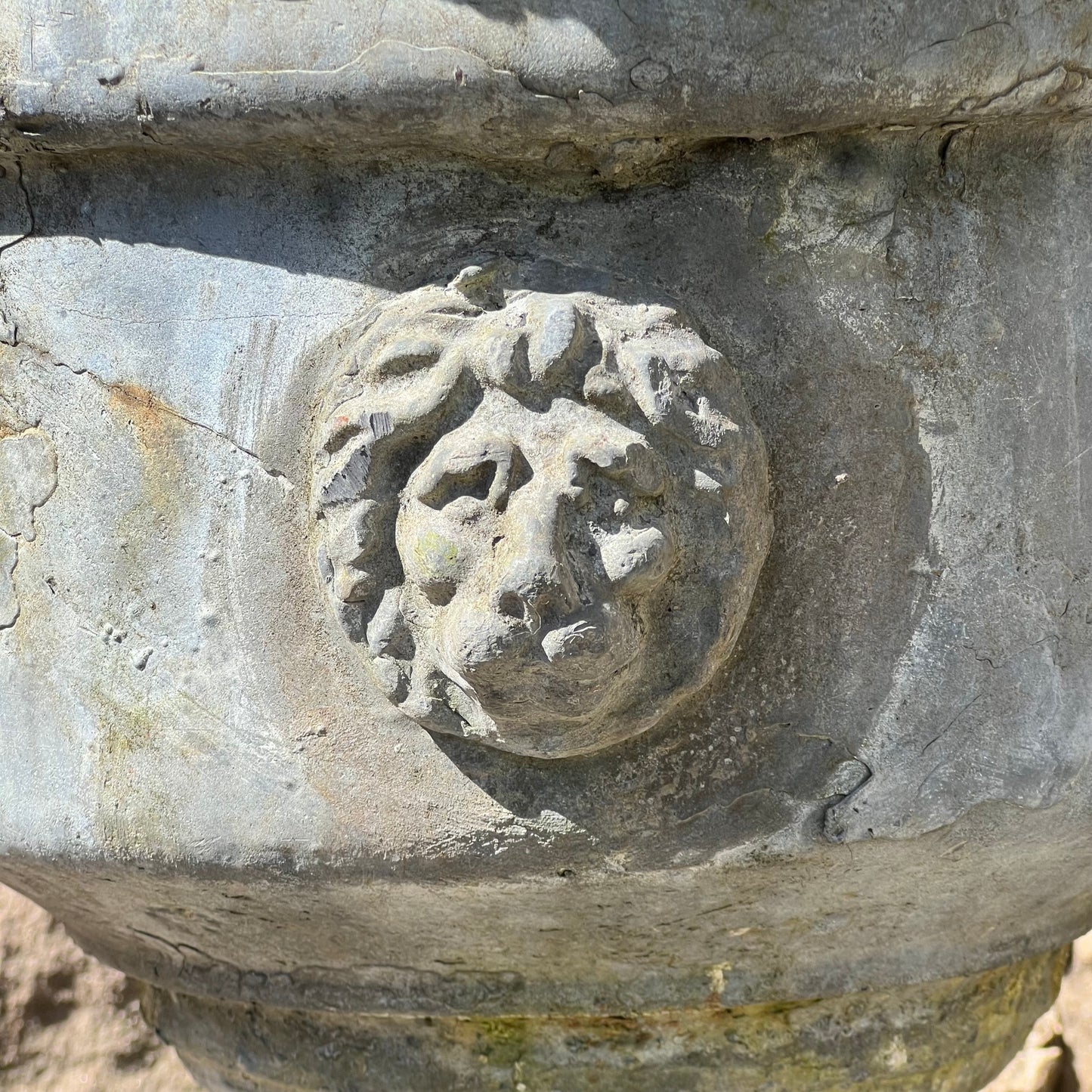 English Georgian Lead Planter with Lions Masks c.1820