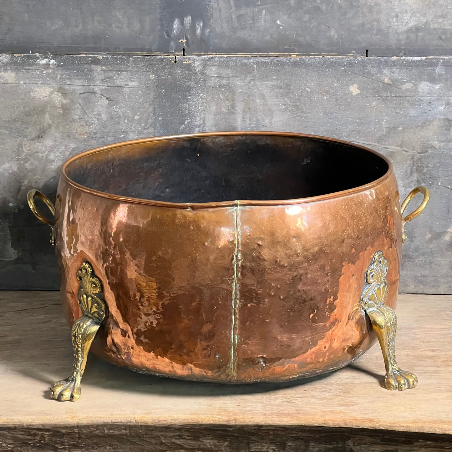 Huge 19th Century Copper Log Bin