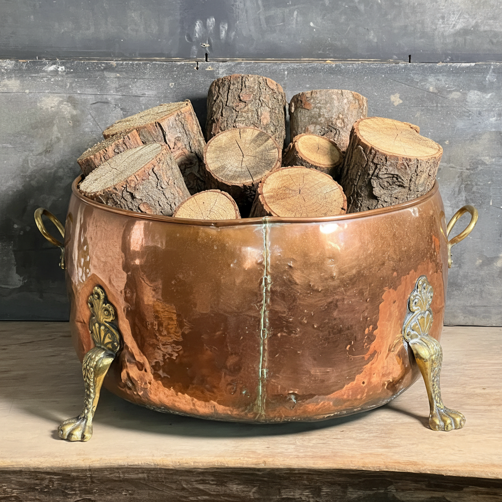 Huge 19th Century Copper Log Bin
