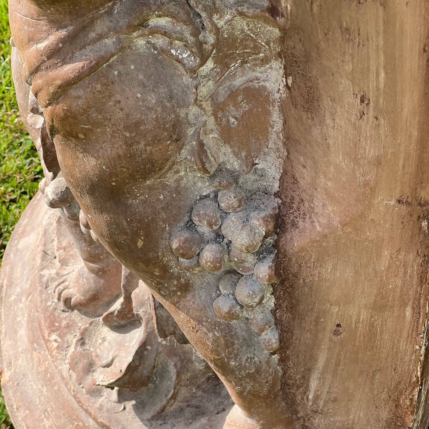 18th Century French Terracotta Putti Demi-Lune Table with Marble Top