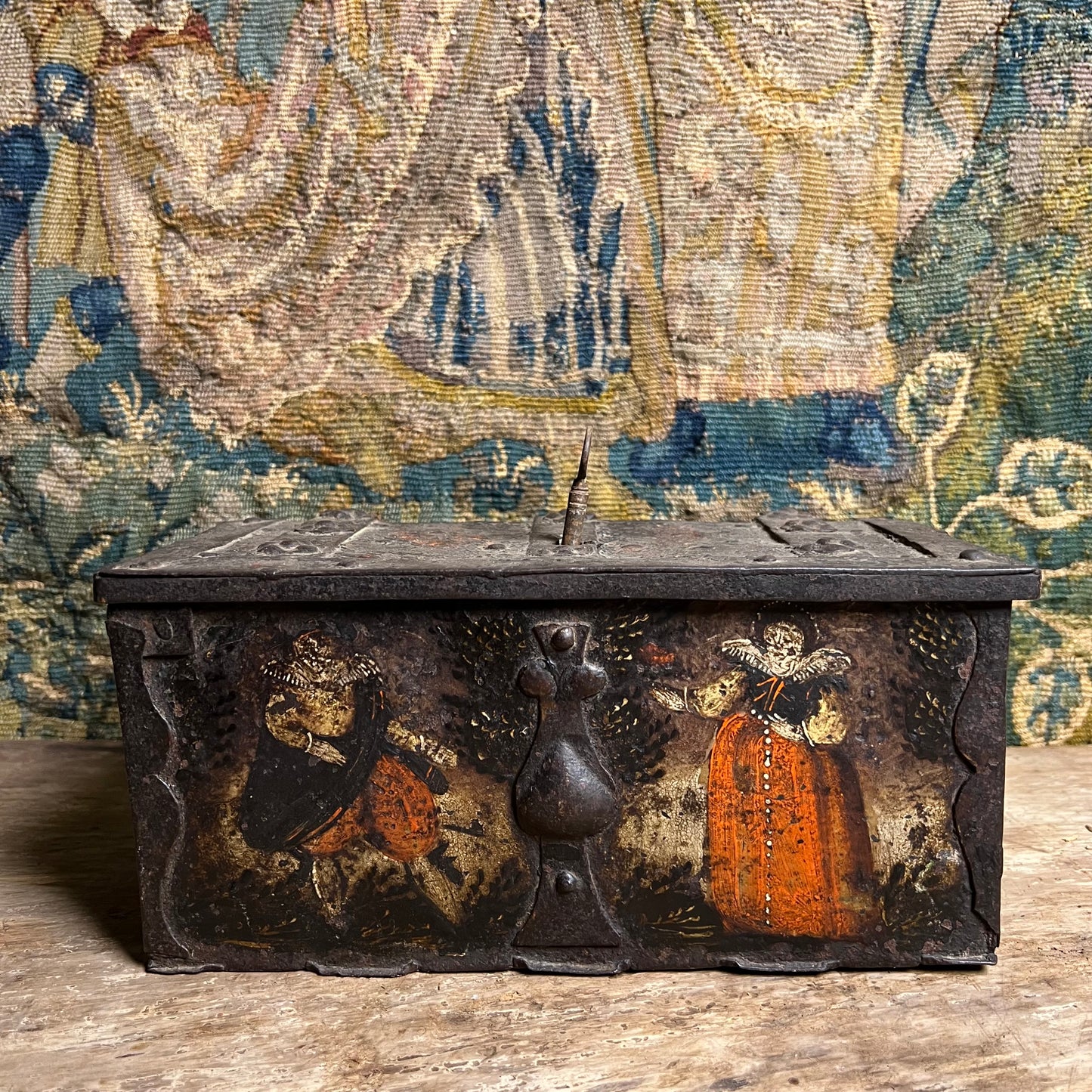 Renaissance Painted Iron Strong Box (Armoured Coffert) c.1580–1620, Nuremberg Southern Germany