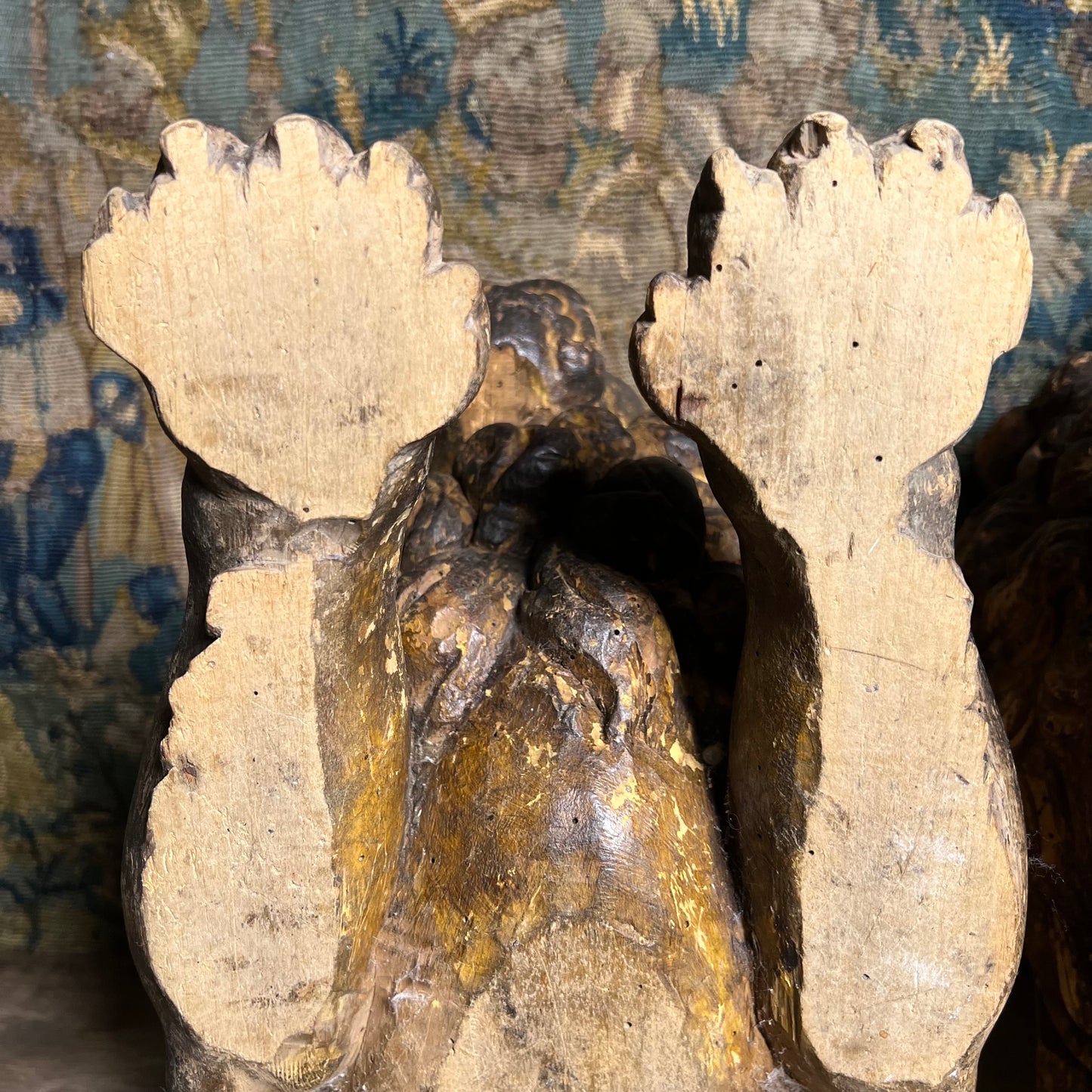 Italian Baroque Carved Walnut Lion Furniture Bearers, 17th century (c. 1650–1700)