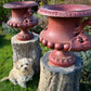 Pair of English Cast-Iron Urns with Dragon Handles