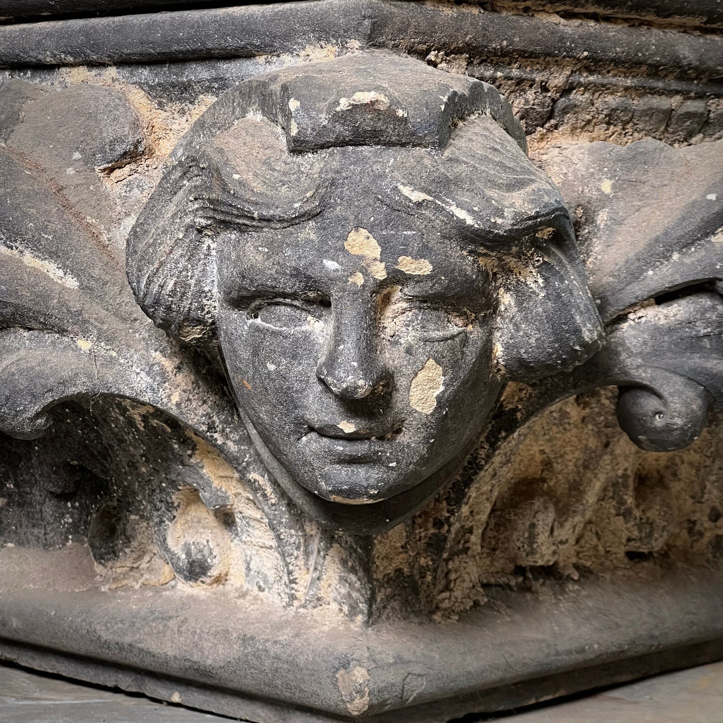 Monumental English Gothic Revival Sandstone Capital c.1850–1880