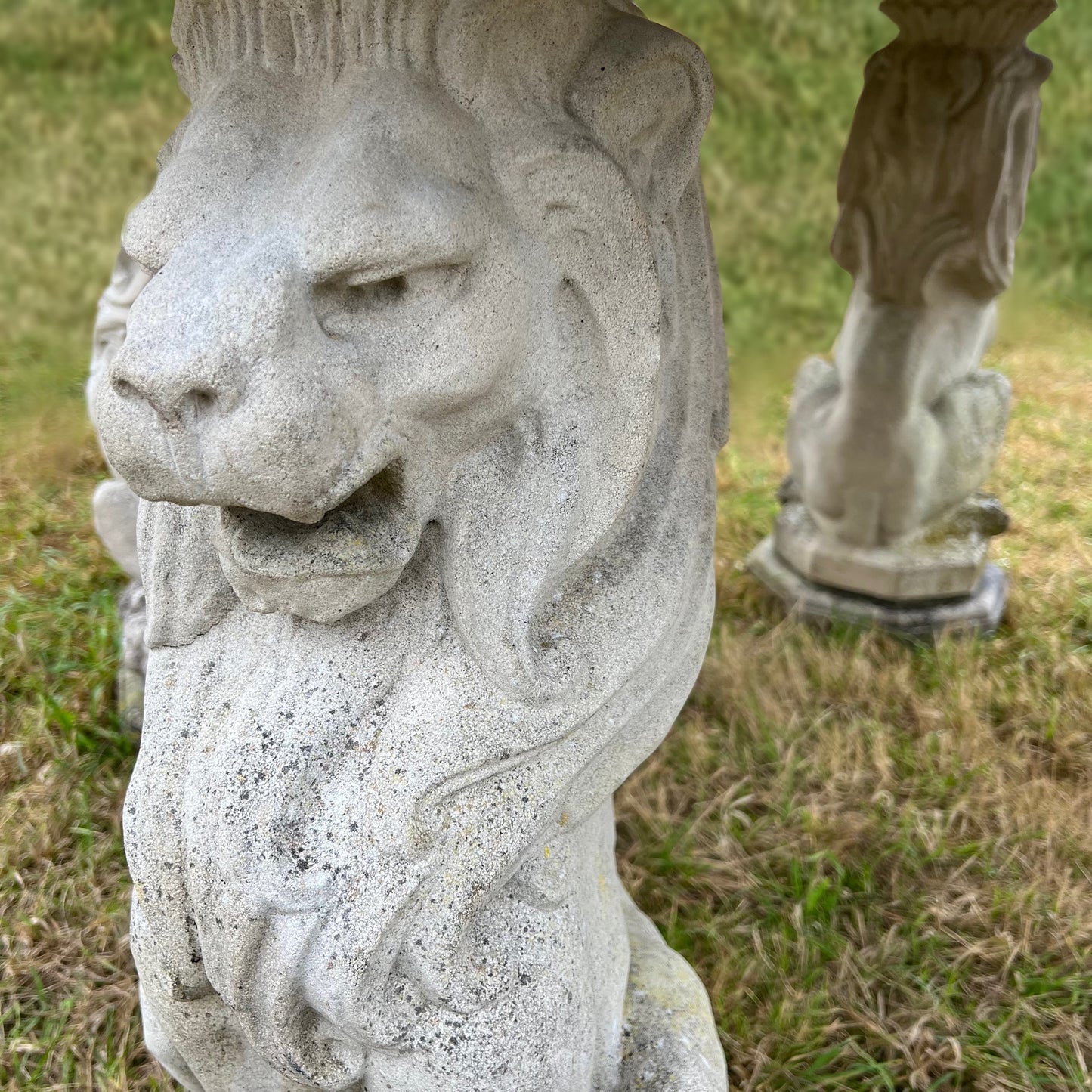 Composite Stone Table with Lion Supports