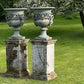 Exceptional Pair of English Campana Cast Iron Urns by Handyside Co. c.1870 with Plinths