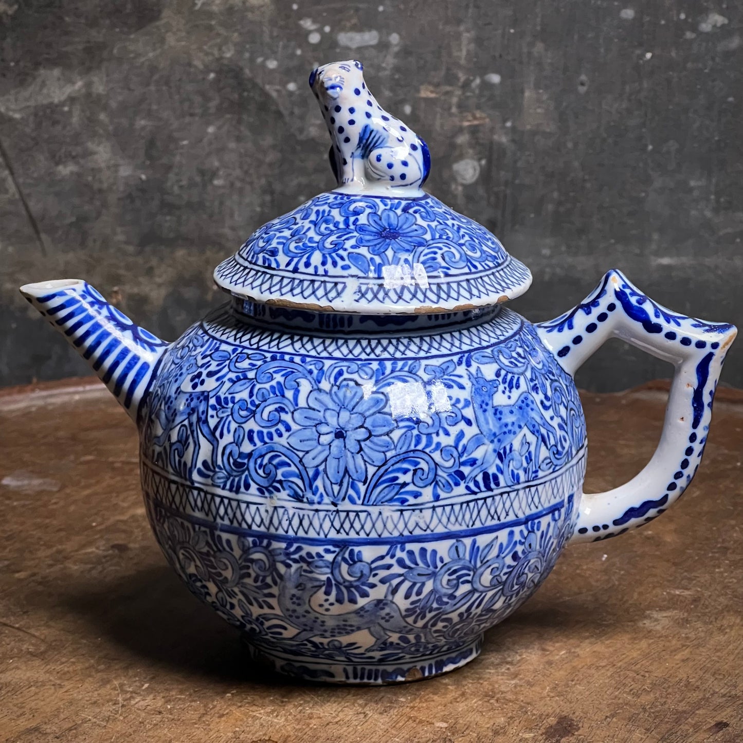 Early 18th-Century Delft Blue and White Teapot, Marked C B for Cornelis Brouwer, De Witte Ster, Delft, c.1725–1735